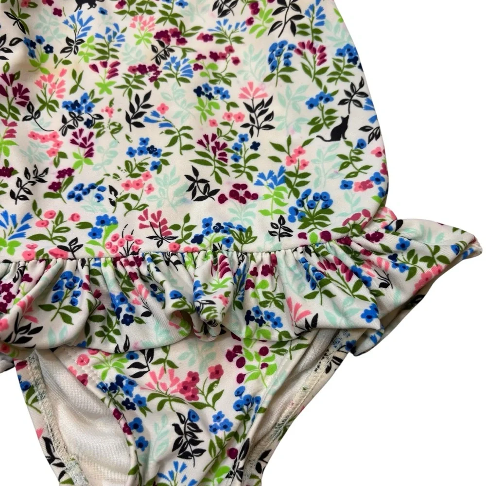 Baby Gap Girls‎ Ruffle Floral Print Swim Suit Size 0-6 Months